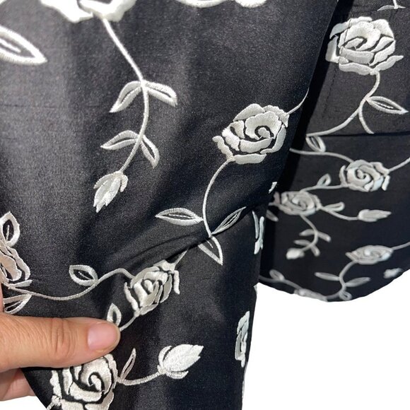 Corso De Roma Exclusivo Vintage Womens Jacket Size XL Black Floral Silk Satin - Picture 15 of 16